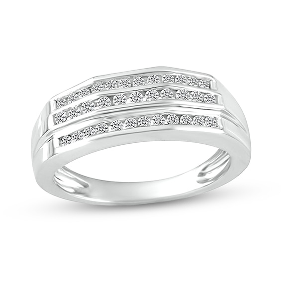 Previously Owned - 1/2 CT. T.w. Diamond Triple Row Band in 10K White Gold
