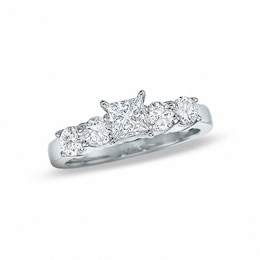 Previously Owned - 1-1/2 CT. T.W. Princess-Cut Diamond Five Stone Band in 14K White Gold
