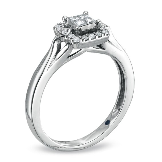 Previously Owned - Cherished Promise Collectionâ¢ 1/4 CT. T.w. Quad Princess-Cut Diamond Promise Ring in 10K White Gold