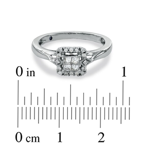 Previously Owned - Cherished Promise Collectionâ¢ 1/4 CT. T.w. Quad Princess-Cut Diamond Promise Ring in 10K White Gold