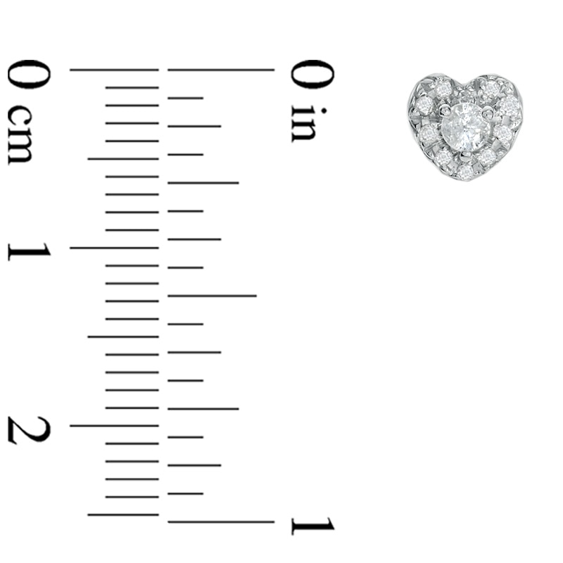 Main Image 2 of Previously Owned - 1/4 CT. T.W. Diamond Heart Frame Stud Earrings in 10K White Gold