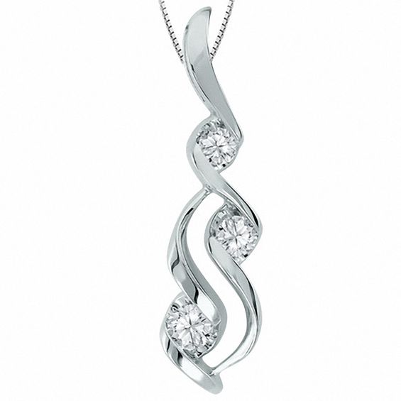 Previously Owned - Sirena™ 1/10 CT. T.w. Diamond Three Stone Pendant in 14K White Gold