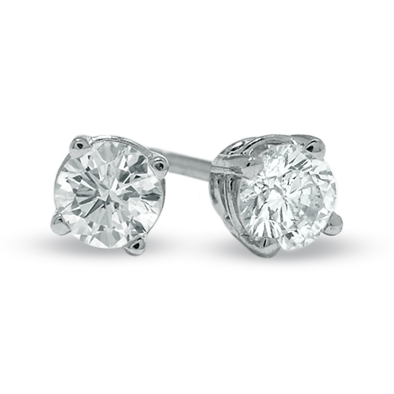Main Image 1 of Previously Owned - 3/8 CT. T.W. Diamond Solitaire Stud Earrings in 14K White Gold