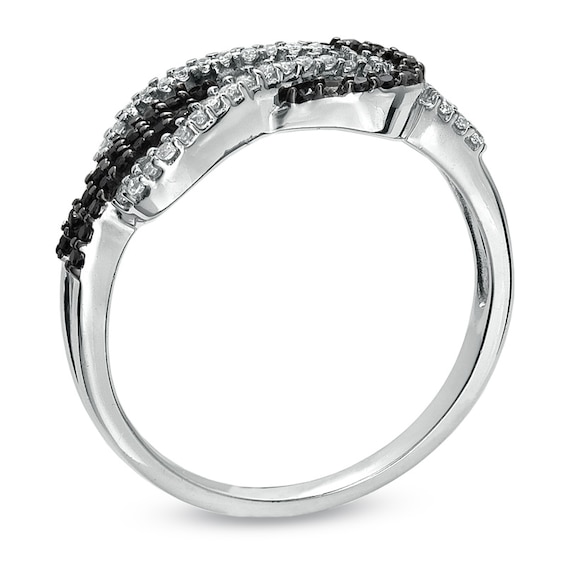 Previously Owned - 1/4 CT. T.w. Enhanced Black and White Diamond Infinity Ring in 10K White Gold