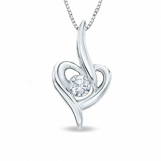 Previously Owned - Sirena™ 1/8 CT. T.w. Diamond Tiny Love Heart Pendant in 10K White Gold