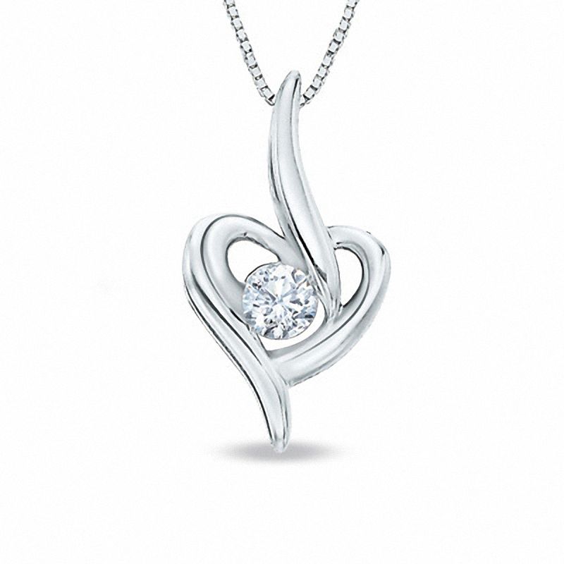 Main Image 1 of Previously Owned - Sirena™ 1/8 CT. T.W. Diamond Tiny Love Heart Pendant in 10K White Gold