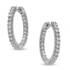 Thumbnail Image 0 of Previously Owned - 1/8 CT. T.W. Diamond Sparkle Hoop Earrings in Sterling Silver