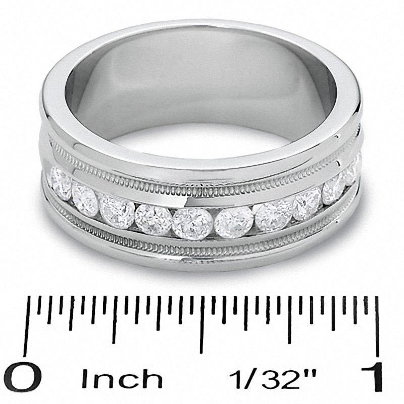 Main Image 3 of Previously Owned - Men's 1 CT. T.W. Diamond Eleven Stone Ring in 14K White Gold