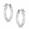 Thumbnail Image 1 of Previously Owned - 13.0mm Diamond-Cut Hoop Earrings in 14K White Gold