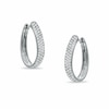 Previously Owned - 1 CT. T.W. Diamond Pavé Hoop Earrings in 14K White Gold