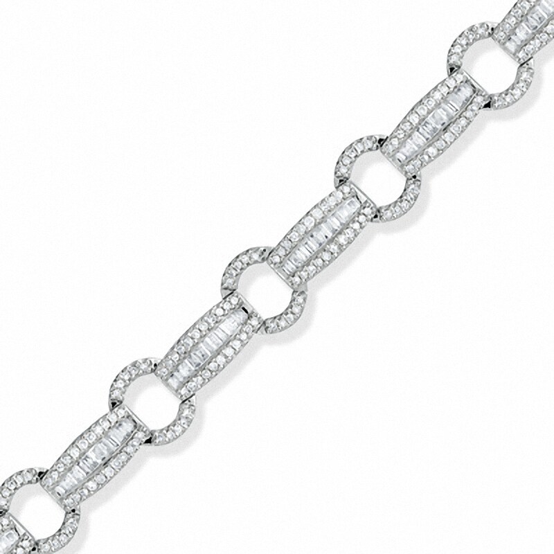 Main Image 1 of Previously Owned - 3 CT. T.W. Diamond Circle Track Bracelet in 14K White Gold