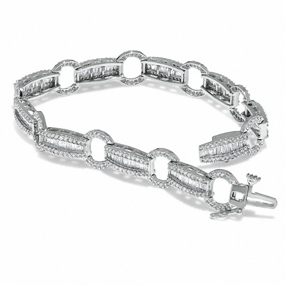 Previously Owned - 3 CT. T.w. Diamond Circle Track Bracelet in 14K White Gold