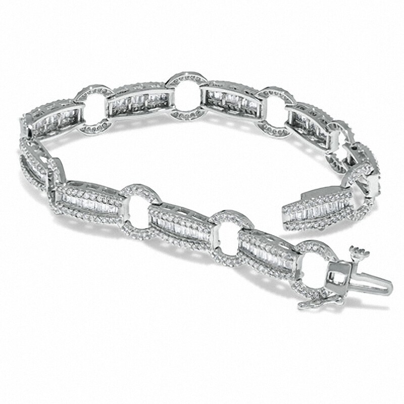 Main Image 2 of Previously Owned - 3 CT. T.W. Diamond Circle Track Bracelet in 14K White Gold