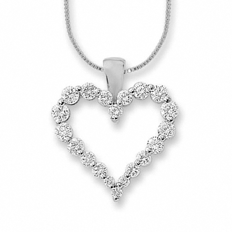 Main Image 1 of Previously Owned - 1/2 CT. T.W. Colourless Diamond Heart Pendant in 14K White Gold