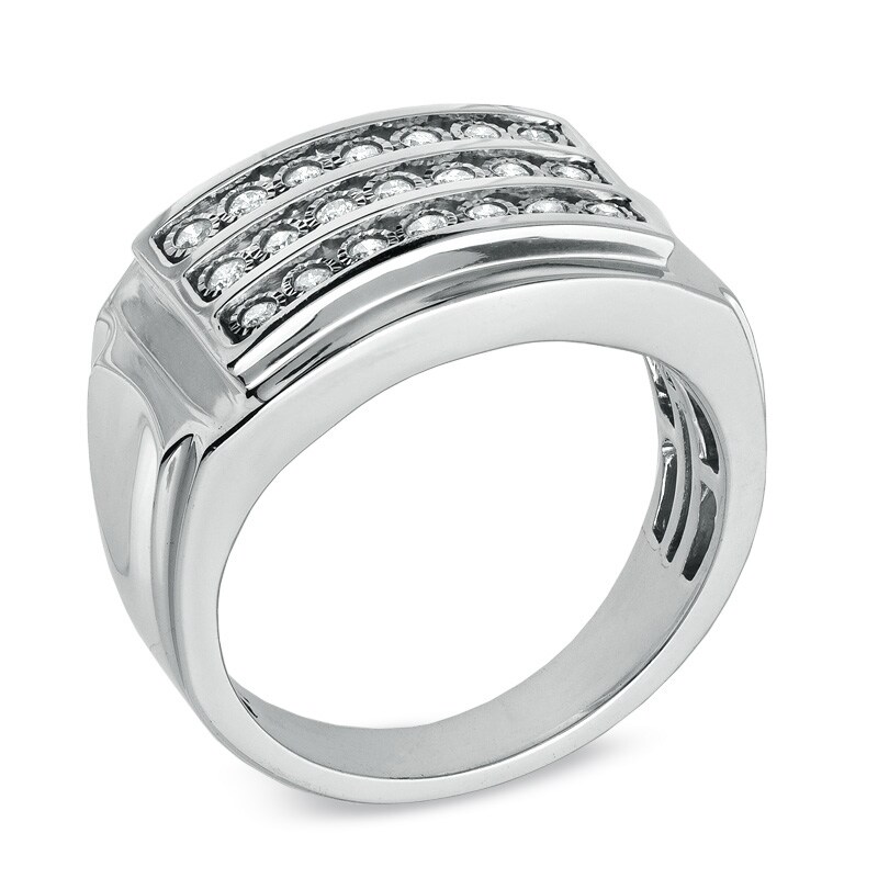 Main Image 2 of Previously Owned - 1/4 CT. T.W. Diamond Triple Row Ring in Sterling Silver