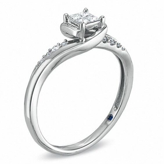 Previously Owned - Cherished Promise Collectionâ¢ 1/5 CT. T.w. Quad Princess-Cut Diamond Promise Ring in 10K White Gold