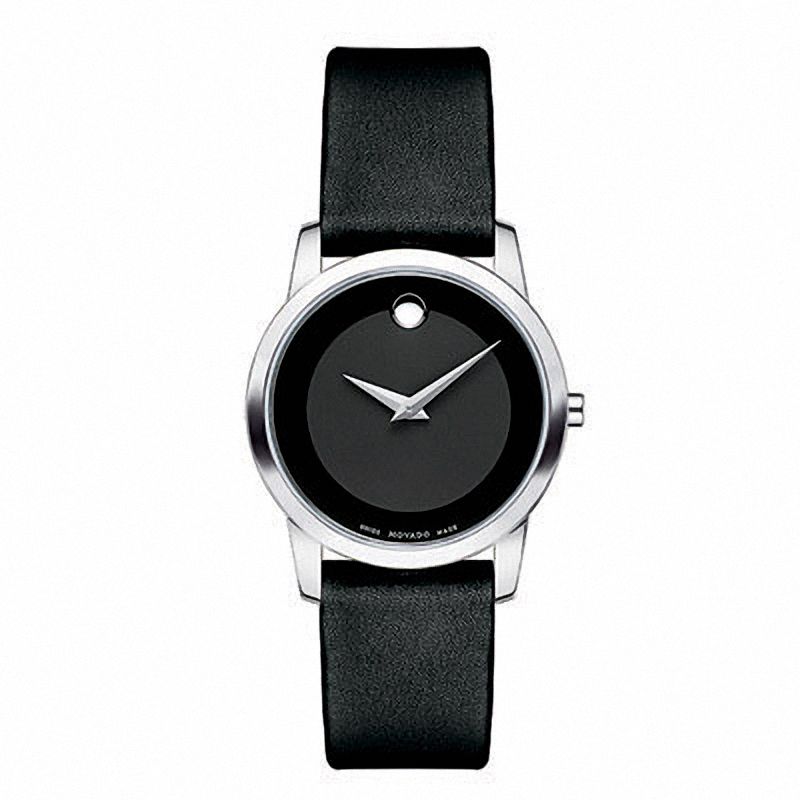 Main Image 1 of Previously Owned - Ladies' Movado Museum Classic Strap Watch with Black Dial (Model: 0606503)