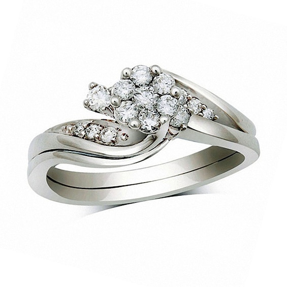 Previously Owned 1/3 CT. T.w. Diamond Composite Soldered Bridal Set 10K White Gold