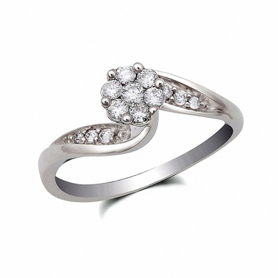 Previously Owned 1/3 CT. T.w. Diamond Composite Soldered Bridal Set 10K White Gold