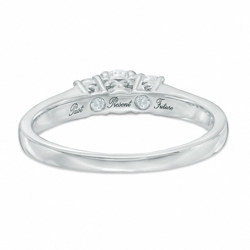 Main Image 3 of Previously Owned - 1/2 CT. T.W. Diamond Past Present Future® Ring in 14K White Gold