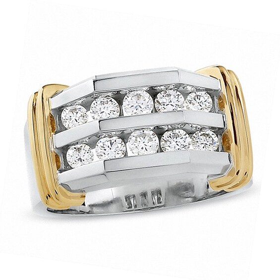 Previously Owned - 1 CT. T.w. Diamond Double Row Band in 10K Two-Tone Gold
