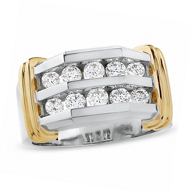 Main Image 1 of Previously Owned - 1 CT. T.W. Diamond Double Row Band in 10K Two-Tone Gold