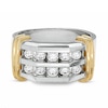 Previously Owned - Men's 1 CT. T.W. Diamond Double Row Band in 10K Two-Tone Gold