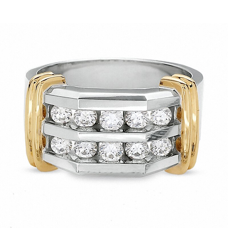 Main Image 3 of Previously Owned - 1 CT. T.W. Diamond Double Row Band in 10K Two-Tone Gold