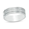 Thumbnail Image 1 of Previously Owned - 1/8 CT. T.W. Diamond Comfort-Fit Wedding Band in Stainless Steel
