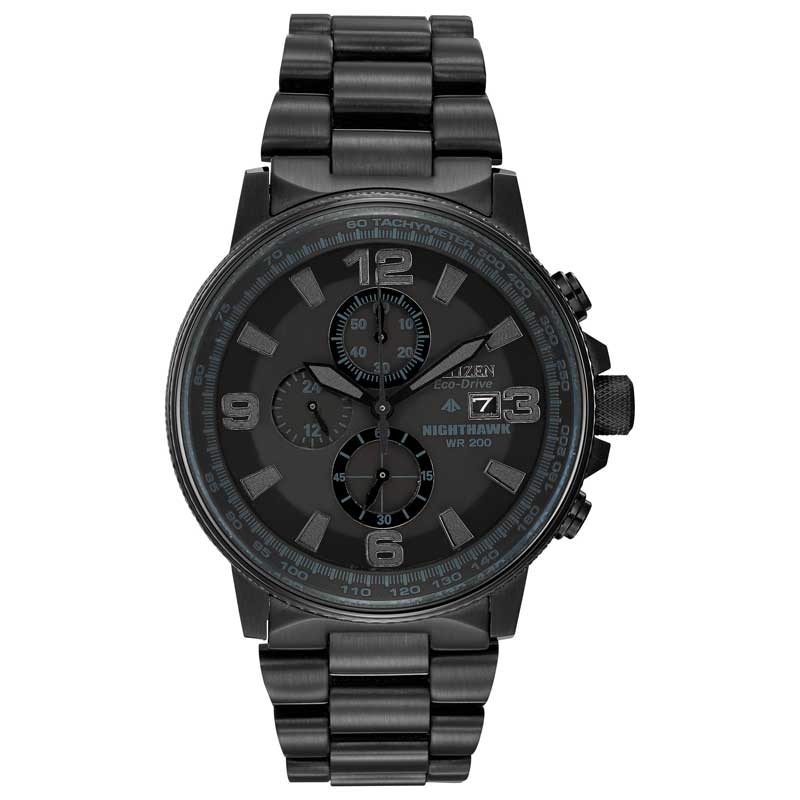 Main Image 1 of Previously Owned - Men's Citizen Eco-Drive® Nighthawk Chronograph Black IP Watch with Black Dial (Model CA0295-58E)