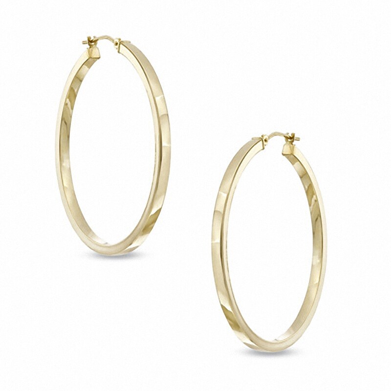 Main Image 1 of Previously Owned - 40.0mm Square Hoop Earrings in 14K Gold