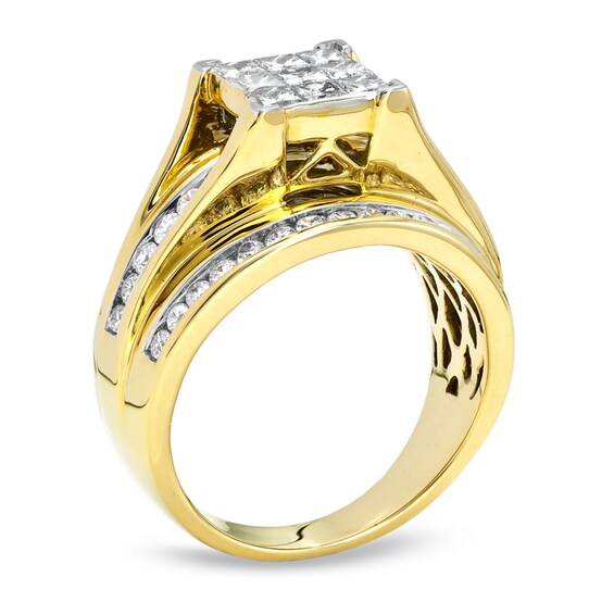 Previously Owned - 1-1/2 CT. T.W. Princess-Cut Composite Diamond Engagement Ring in 14K Gold Previously Owned - 1-1/2 CT. T.W. Princess-Cut Composite Diamond Engagement Ring in 14K Gold