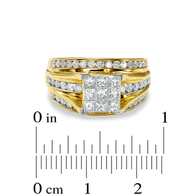 Main Image 3 of Previously Owned - 1-1/2 CT. T.W. Princess-Cut Composite Diamond Engagement Ring in 14K Gold