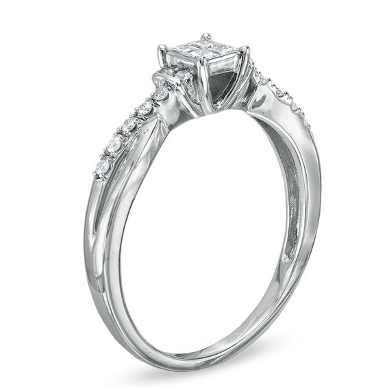 Previously Owned - Cherished Promise Collection™ 1/4 CT. T.w. Quad Princess-Cut Diamond Promise Ring in 10K White Gold
