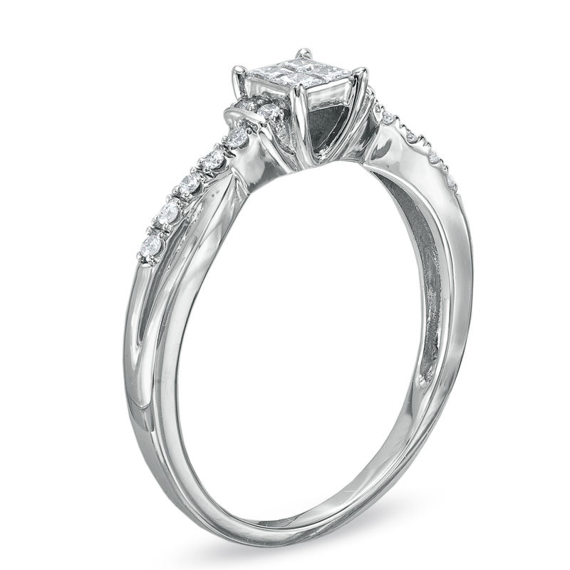 Previously Owned - Cherished Promise Collection™ 1/4 CT. T.W. Quad Princess-Cut Diamond Promise Ring in 10K White Gold
