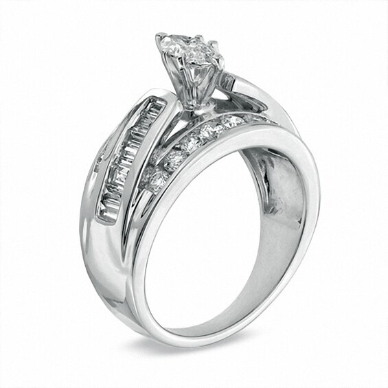 Previously Owned - 1-1/2 CT. T.w. Marquise Diamond Engagement Ring in 14K White Gold