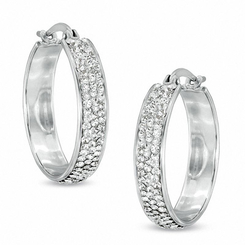 Previously Owned - 23mm Crystal Hoop Earrings in Sterling Silver