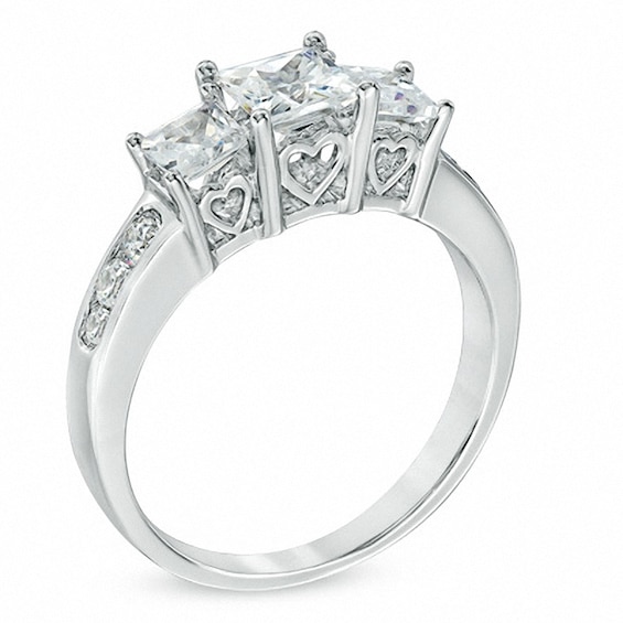 Previously Owned - 1-1/2 CT. T.w. Princess-Cut Diamond Past Present FutureÂ® Ring in 14K White Gold
