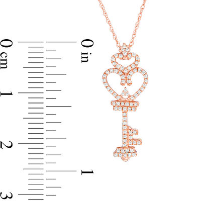 CT. T.W. Diamond Heart-Top Key Pendant 