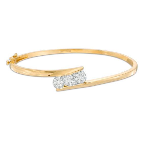 Previously Owned - 1/2 CT. T.w. Endless Diamond® Three Stone Bangle in 14K Gold