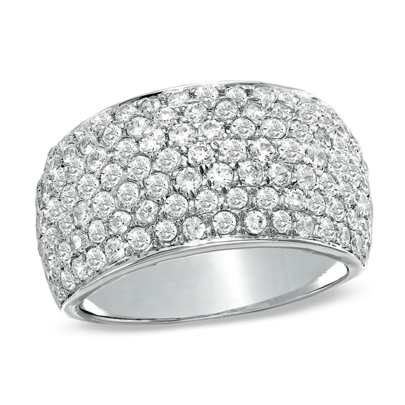 Main Image 1 of Previously Owned - 2 CT. T.W. Diamond Multi-Row Band in 10K White Gold