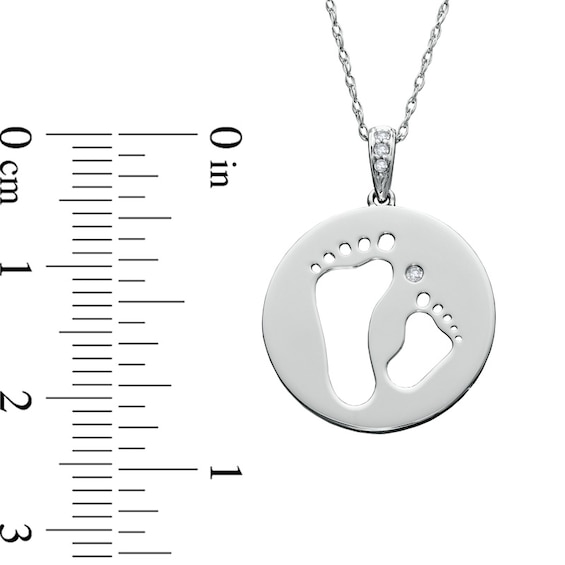 Previously Owned - Tiny Toesâ¢ Diamond Accent "Two Feet" Disc Pendant in 10K White Gold