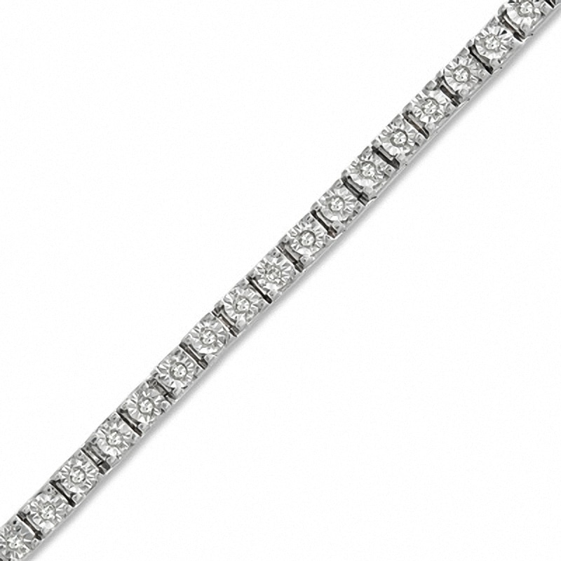 Main Image 1 of Previously Owned - 1/2 CT. T.W. Diamond Tennis Bracelet in Sterling Silver - 7.25"