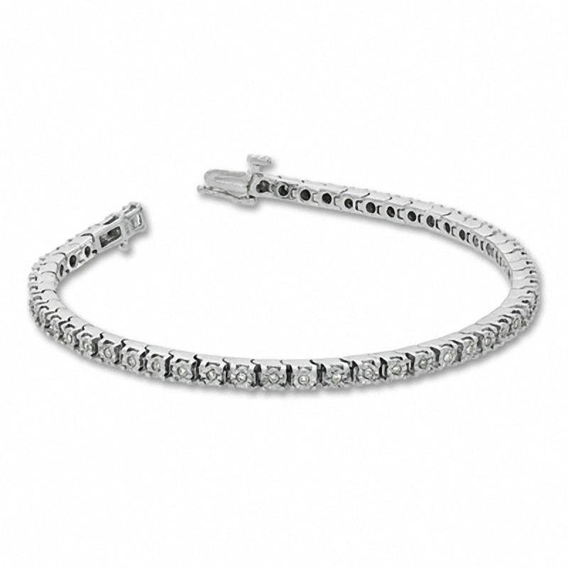 Main Image 2 of Previously Owned - 1/2 CT. T.W. Diamond Tennis Bracelet in Sterling Silver - 7.25"