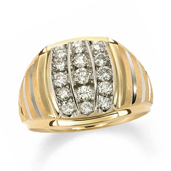Previously Owned - Men's 1 CT. T.w. Diamond Vertical Stripe Ring in 10K Gold