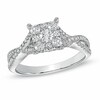 Thumbnail Image 1 of Previously Owned - 3/4 CT. T.W. Diamond Cluster Criss-Cross Shank Engagement Ring in 14K White Gold