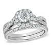 Thumbnail Image 1 of Previously Owned - 1 CT. T.W. Diamond Frame Twist Bridal Set in 14K White Gold