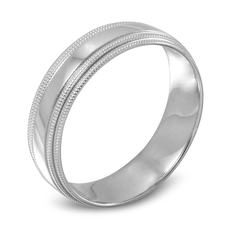 Main Image 2 of Previously Owned - 6.0mm Milgrain Edge Wedding Band in 10K White Gold