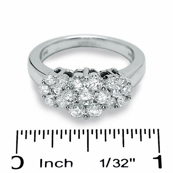 Previously Owned - 1-1/2 CT. T.w. Diamond Flower Ring in 14K White Gold