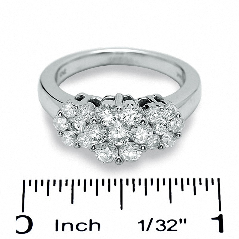 Main Image 3 of Previously Owned - 1-1/2 CT. T.W. Diamond Flower Ring in 14K White Gold